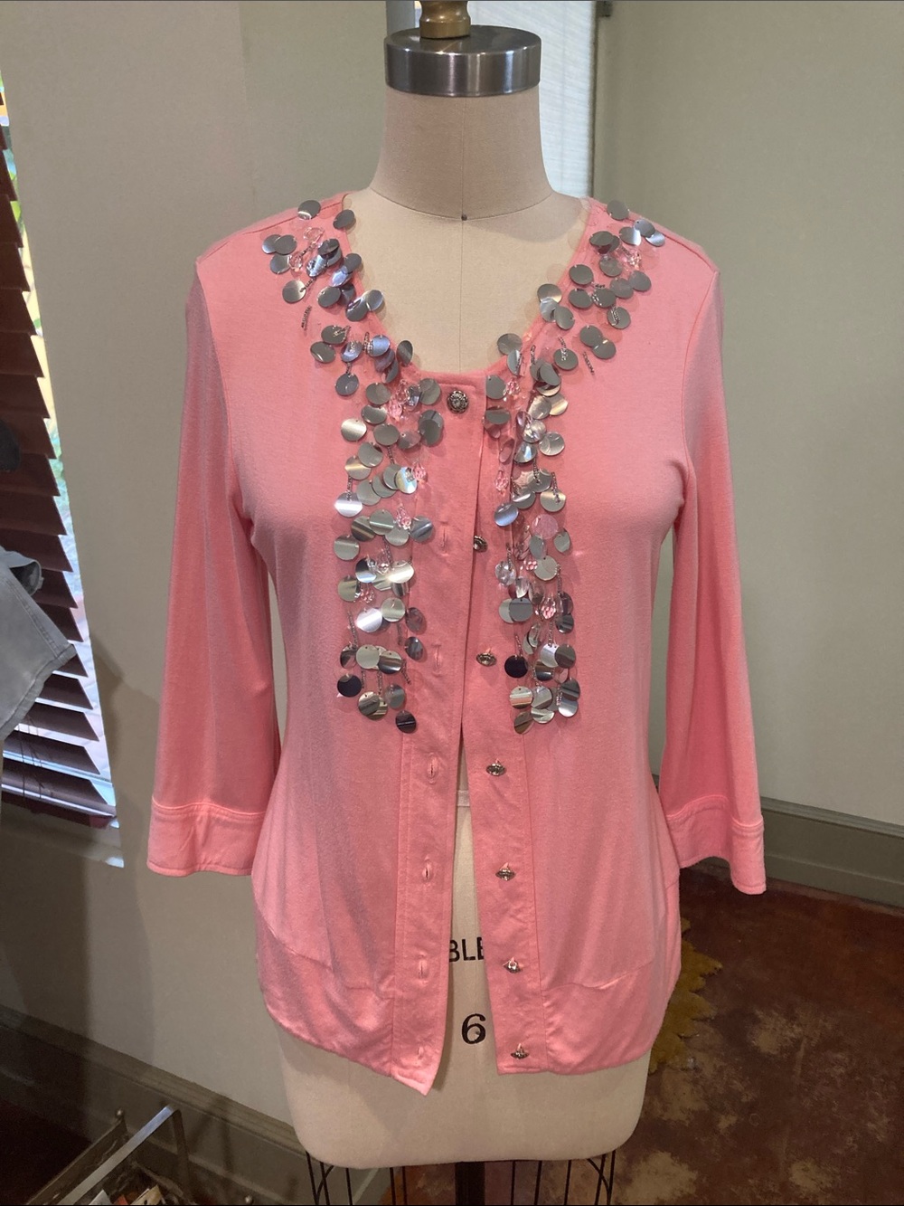 Pink Sequin Embellished Cardigan